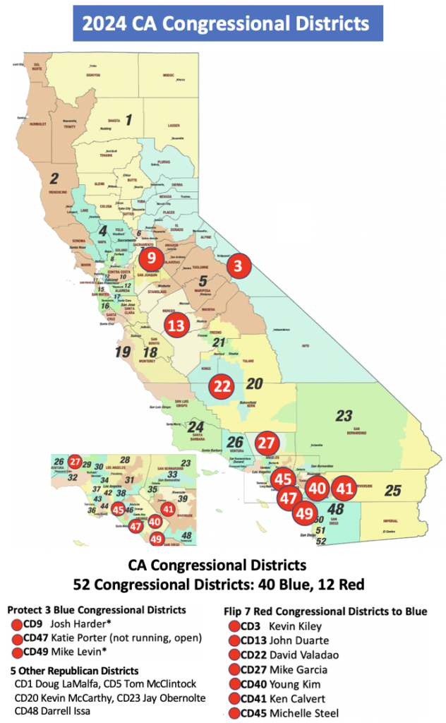 2024 Primary General Election Democrats Of Napa Valley   Map 2024 CA Congressional District Map W List Of 10 Target 5 Rep. Districts 2 632x1024 